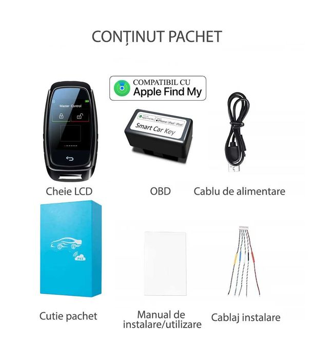 Cheie auto iSmartKey cu ecran LCD, Apple FindMy, Keyless Go, Audi, VW