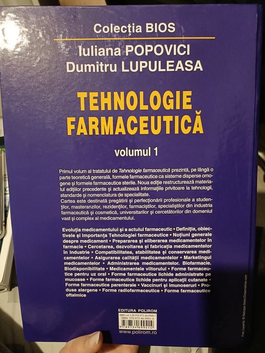 Tehnologie farmaceutica volumul 1