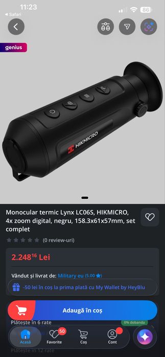 Monocular cu vedere termica  Lynx LC06S, HIKMICRO, 4x zoom digital