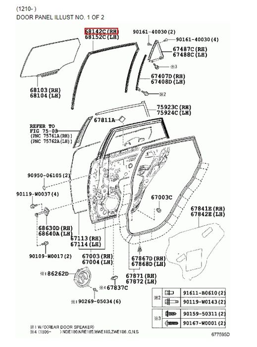 Гумено уплътнение задна врата за Тойота Аурис TOYOTA 68152 - 02270