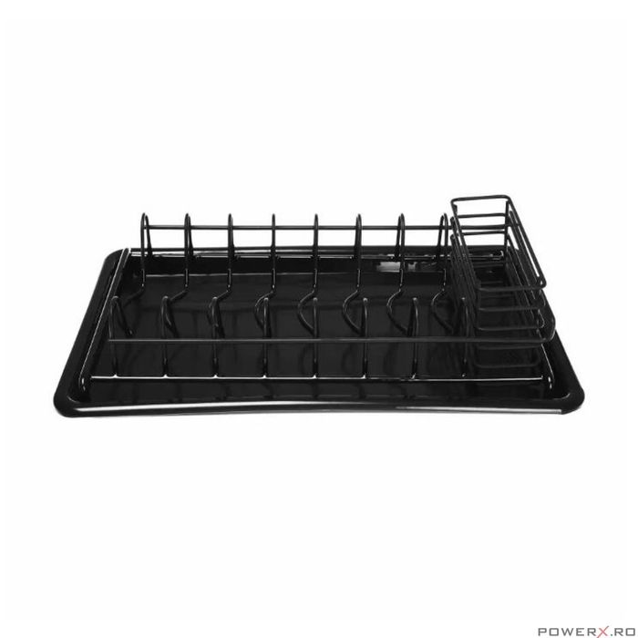 Suport pentru vase, cu tavita, otel-plastic, 38x24,5x9,5 cm,negru,