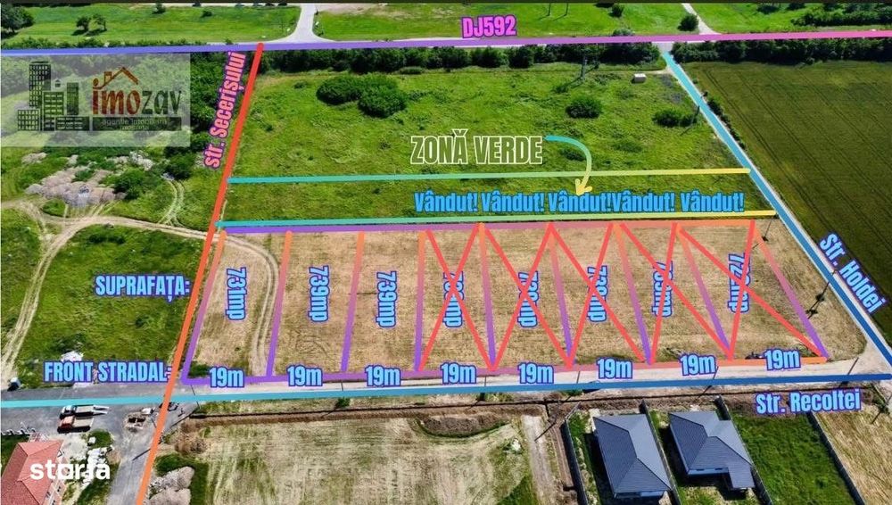 8 Parcele de teren de vânzare – Strada Recoltei (5 vǎndute - 3 rămase)