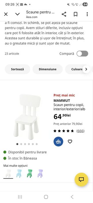 Set Masa + 2 scaune  Ikea pt copii