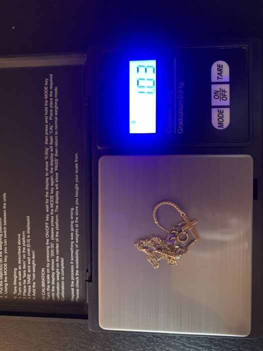 Rezervat/Lant aur galben 14k, cu cruciulita, la baza gatului