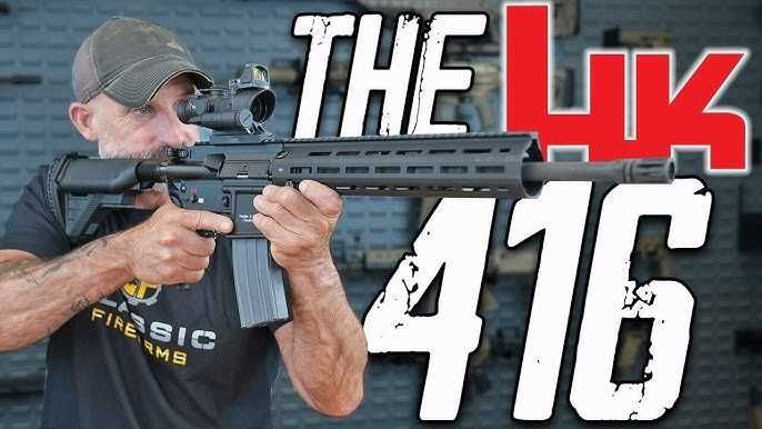 Super pusca HK 416d carabina de asalt 6mm,luneta,lumina led,demontabila,bile bonus !