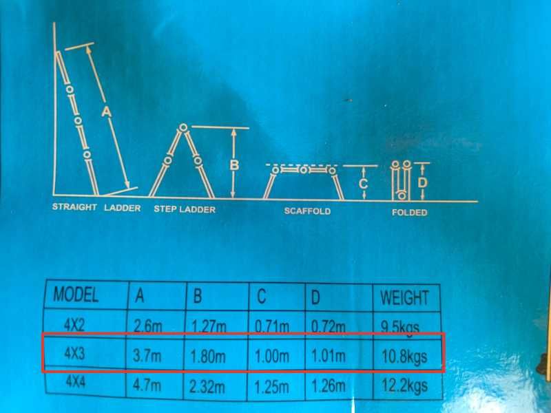 Стълба 4х3 мулти алуминиева 150кг 3,7м