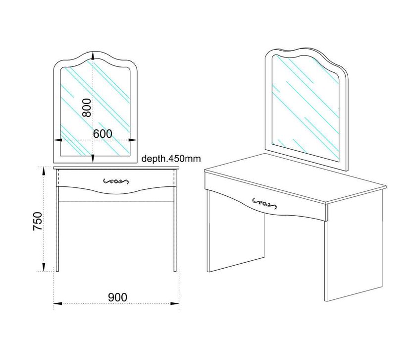 НОВИ бяла тоалетка с огледало