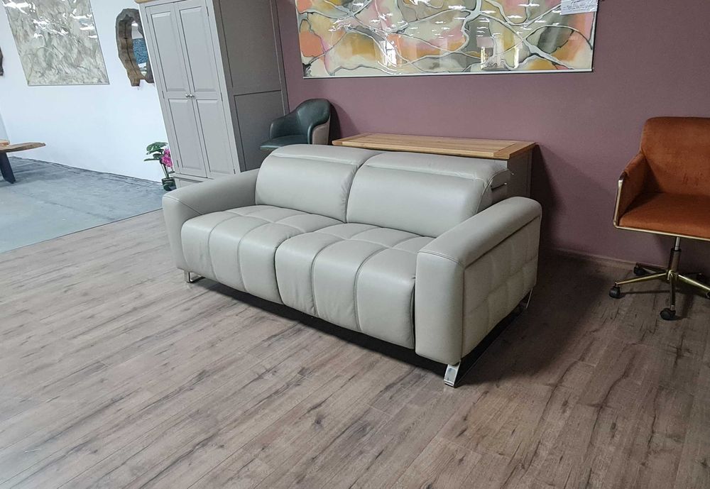 Сив кожен диван тройка "Marvella"