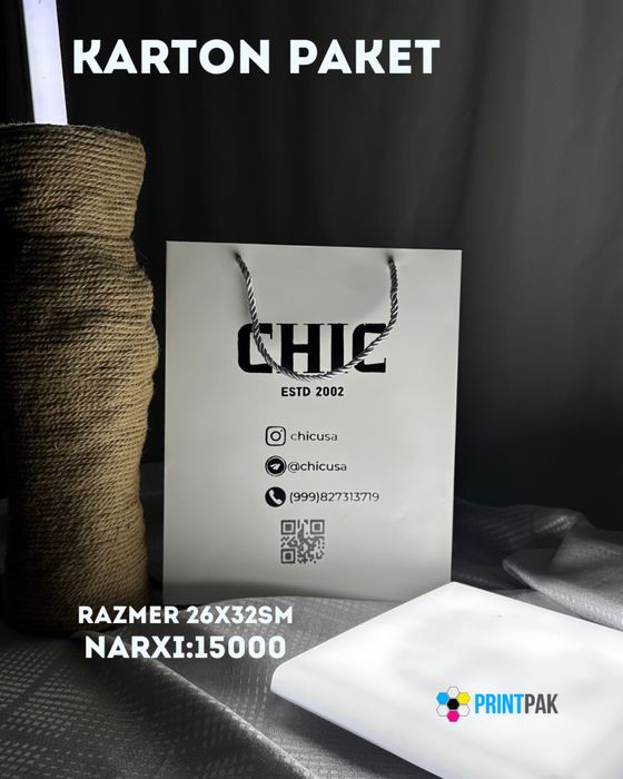 Paketlarga 50 donadan boshlab logo urib beramiz
