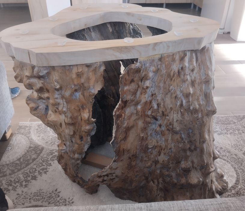 Masă din trunchi de măr