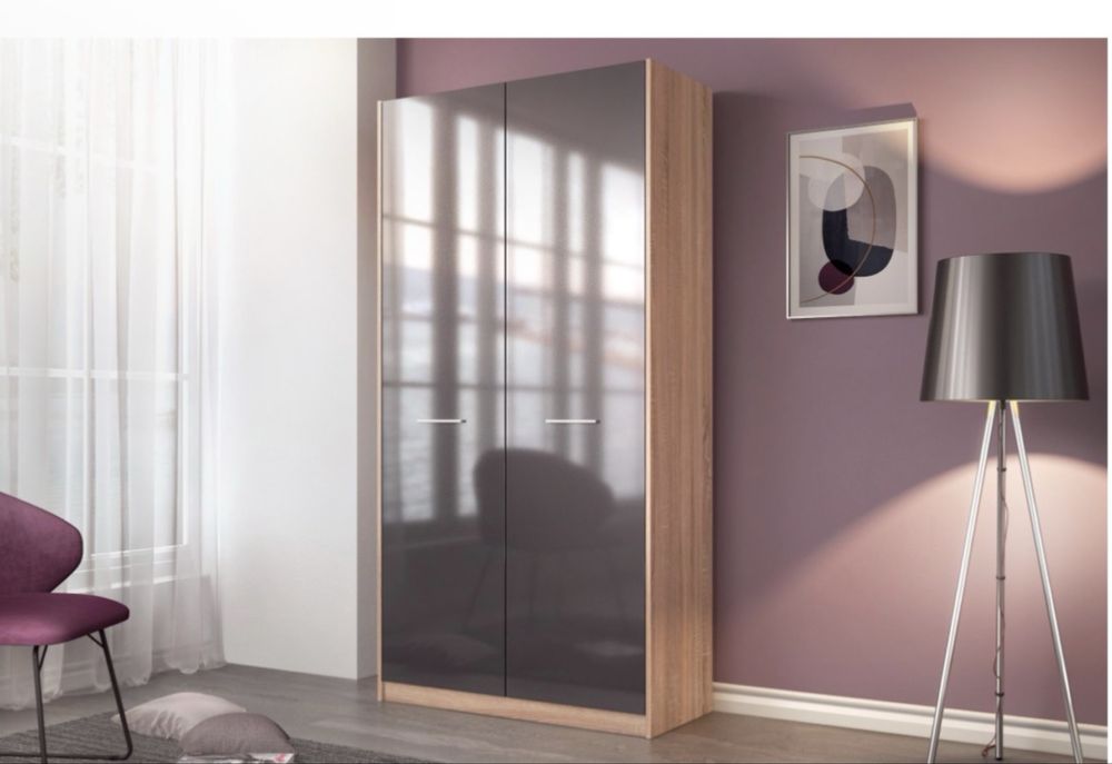 Гардероб с рафтове на Виденов антрацит с дъб сонома