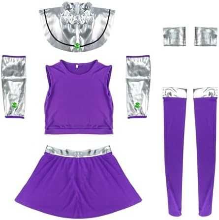 Нов дамски Starfire Cosplay костюм за жени лилава извънземна принцеса S размер за Хелоуин косплей маскарад