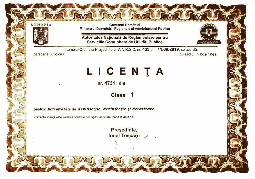 Firmă de dezinsecții cu peste 25 ani experiență oferă servicii DDD