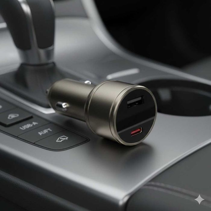 120W Ултра Бързо Метално Зарядно за Кола USB-A + Type-C с Дисплей