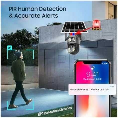 Camera de Supraveghere Duala 4G, 6MP Slot de Cartela SIM, Panou Solar