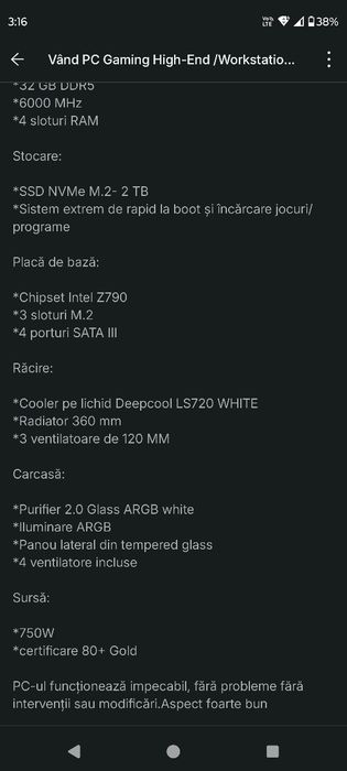 PC Gaming High-End/Workstation Bine întreținut