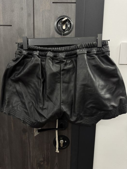 Rick Owens Leather Cut out shorts black