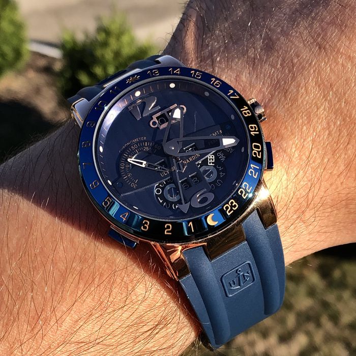 Ulysse Nardin Gmt - Perpetual Blue Dial Rubber