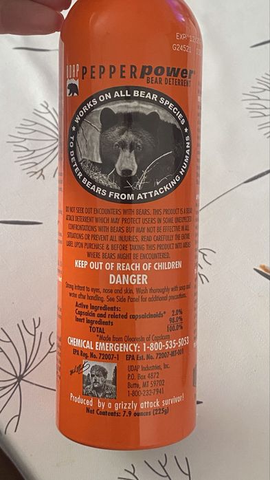 Spray autoaparare UDAP împotriva urșilor, import SUA, Bear detterent