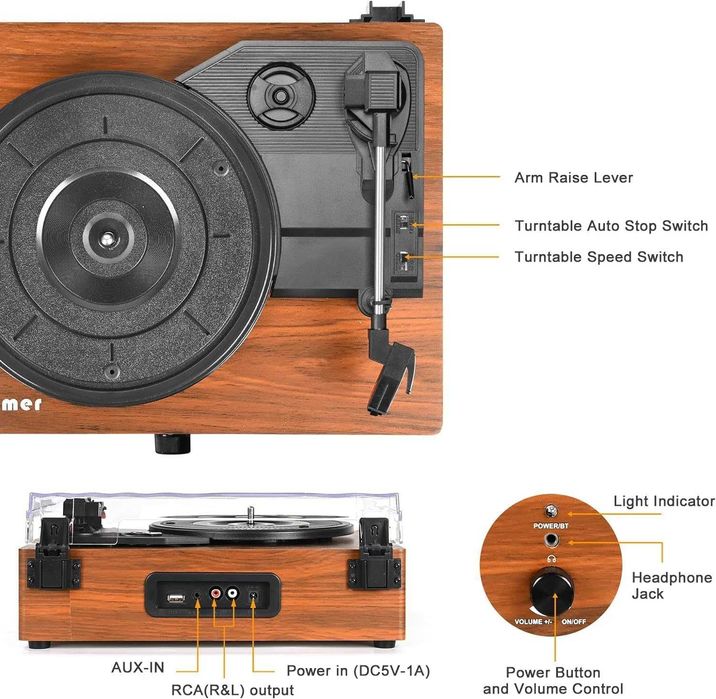 Pick-up pentru discuri de vinil în stil vintage