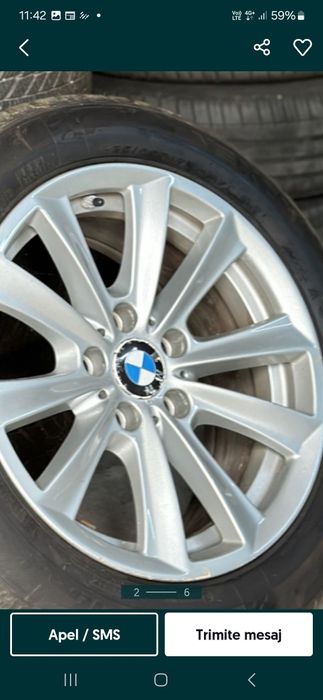 Jante originale f 10 pe 17 inch Bmw cu cauciucuri aproape noi de vara