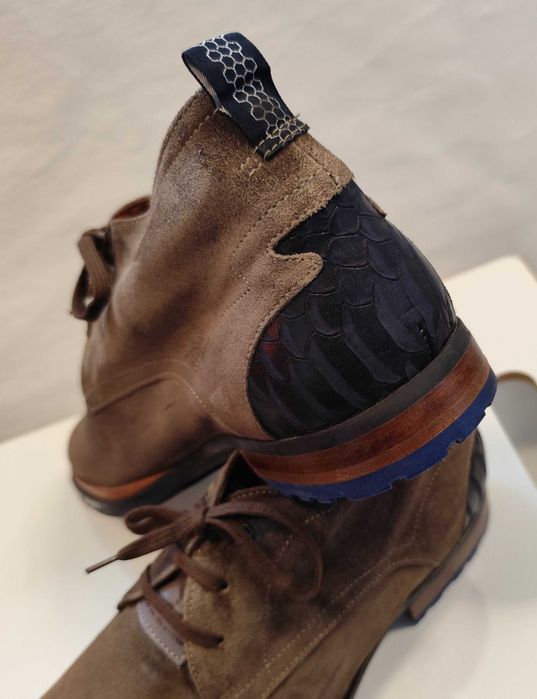 Ghete lace up 42.5 43 plain toe Foris Van Bommel piele naturala maro