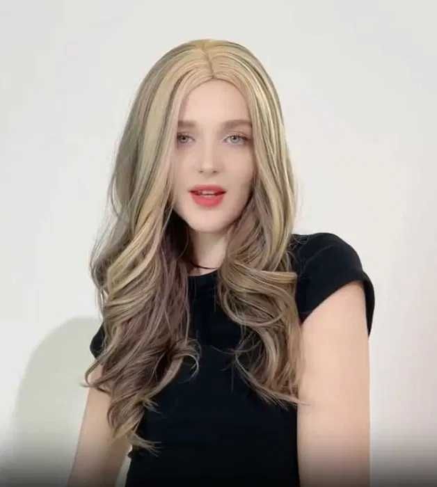 Омбре перука на кичури в съчетавание на русо и кафяво