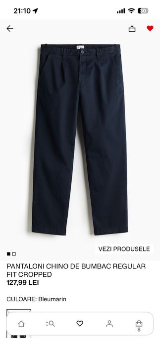 Pantaloni Chino de bumbac Regular fit CROPPED H&M