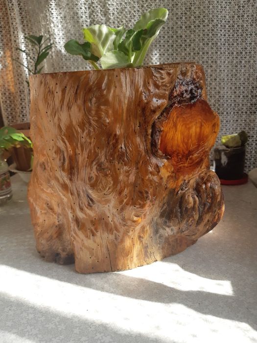 Кашпо из карельской березы