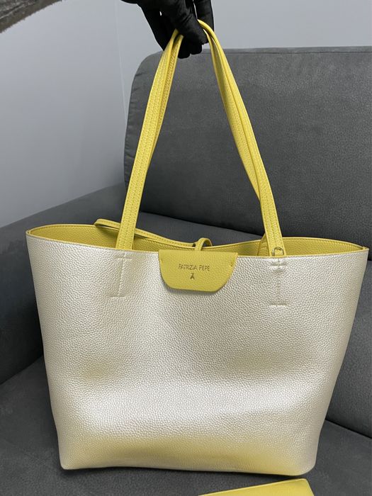 Patrizia Pepe двулицева голяма жълта чанта