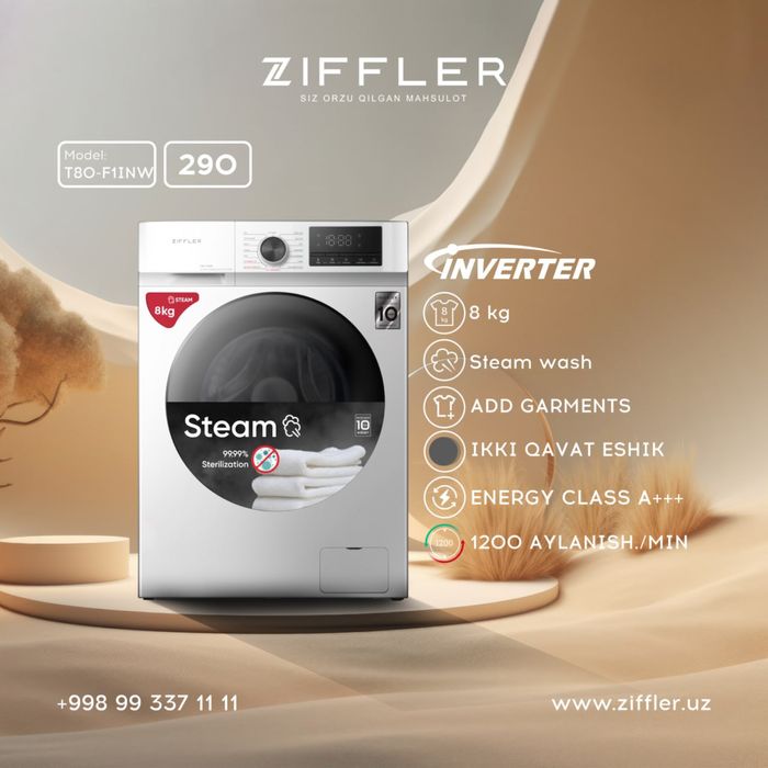 Турецская стиральная машина от фирмы Ziffler 8кг kir moshina 8kg