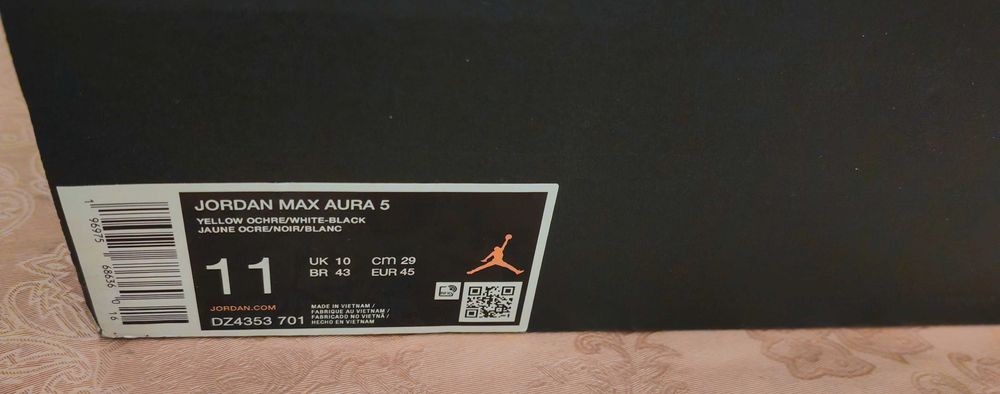 NIKE AIR Jordan Max Aura 5 , 45 номер 29.0 см стелка ЧИСТО НОВИ кутия