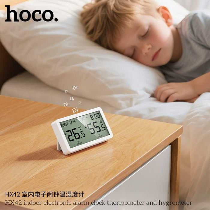 Hoco HX42 Электронные часы-термометр-гигрометр с будильником