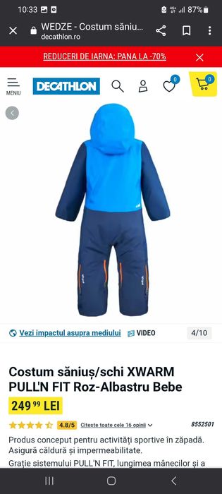 Combinezon Wedge impermeabil +mănuși 12-18 luni 73-81cm