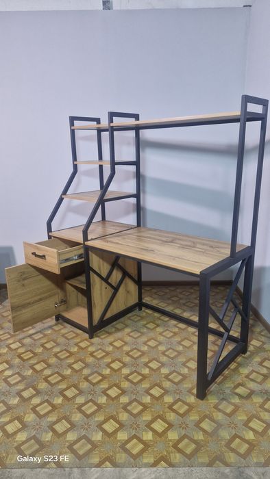 Комптерный стол с тумбой. Kompyuter stoli loft