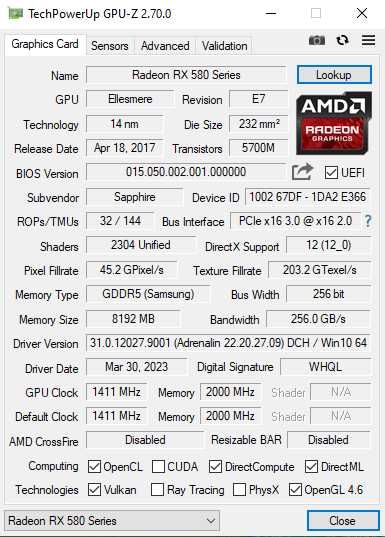 Sapphire NITRO+ RX 580 8 GB