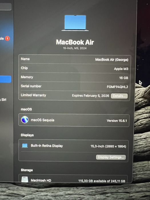 MacBook Air M3 15 M3 2024 Midnight Black