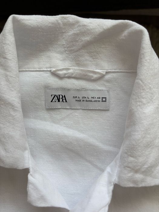 Бяла 100% ленена риза Zara