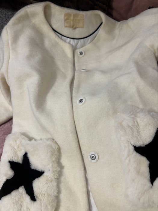 Фешън палто бяло с косъм