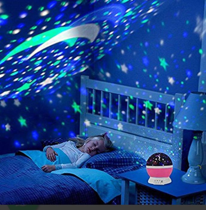 Lampa de veghe rotativa cu mai multe culori si stelute cu USB inclus