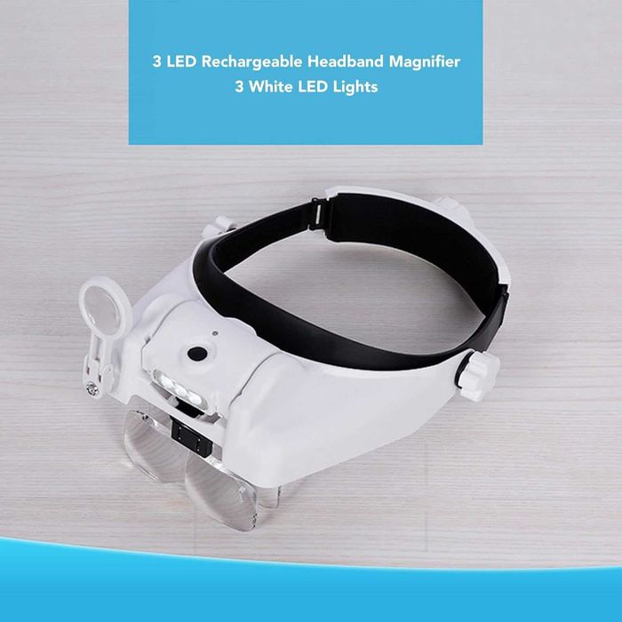 НОВИ Лупи за глава, увеличителни стъкла с 3 светлодиода (MG82000MC)..