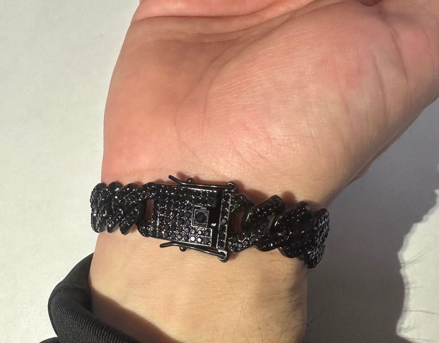 Nicos/Гривна от черна cuban верижка с цирконий 8 мм