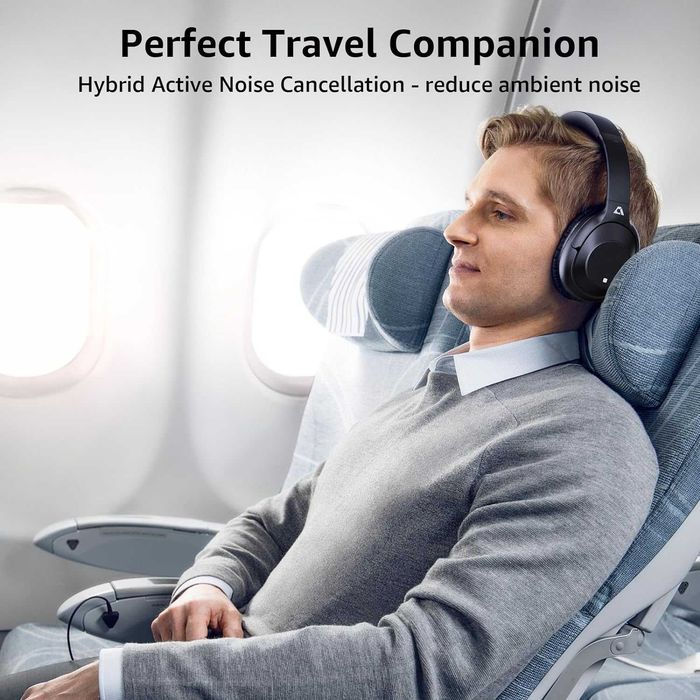 Casti audio hibride Ankbit E500Pro anulare zgomot,Bluetooth Hi-Fi Wireless anulare activa a zgomotului fără fir cu microfon,tim redare 90 ore spuma