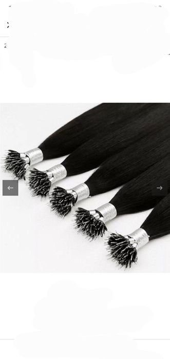 Extensii par natural cu nanoring, culoare negru, 50 cm.