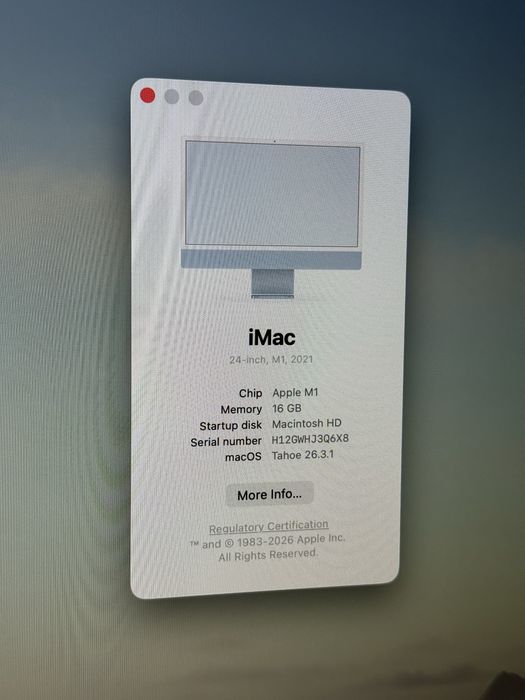 Apple iMac 24” M1 / 16GB RAM / 256GB SSD / 4.5K Retina