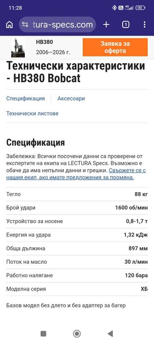 Хидравличен чук за мини-багер