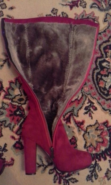 Сапоги красные экозамша 35р