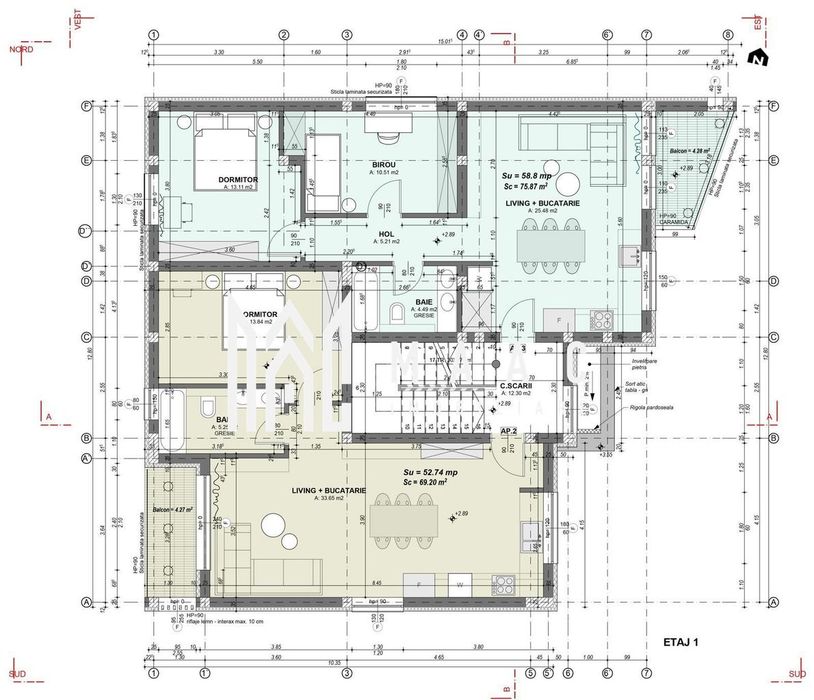 Apartament 2 camere I 53 mp I etaj 1 I Comision ZERO – Cartierul Arhit
