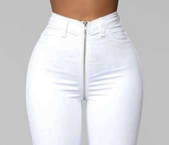 FASHION NOVA Бели Дънки С Метален Цип Отпред И На Гърба