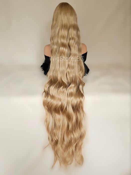 120см Дълга Руса перука с бретон къдрава Rapunzel Cosplay